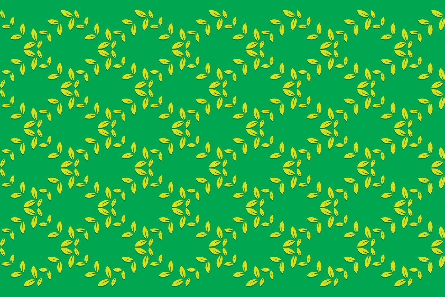 Illustration pattern of leaf on green background. vector