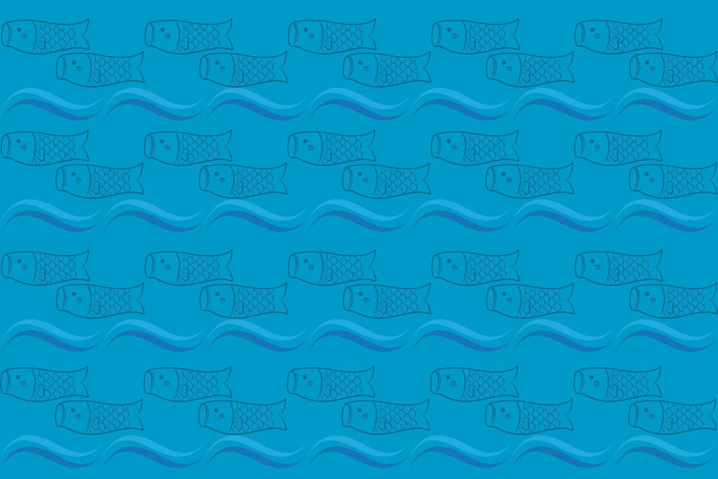 Illustration pattern line of koi fish on blue background. vector