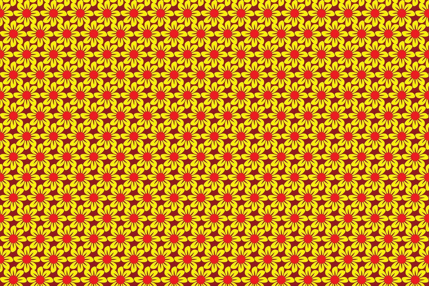 Illustration pattern yellow flower on red background. vector