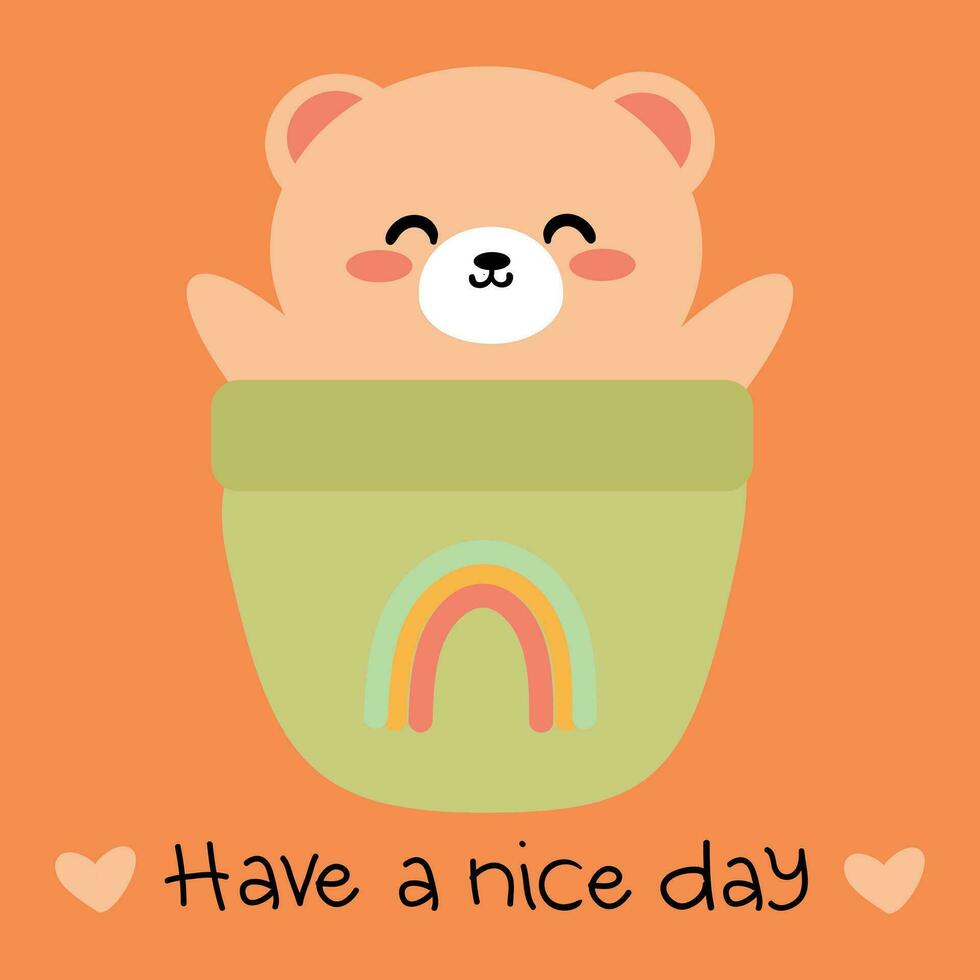 Hand drawn cartoon cute bear cute design for sticker, icon vector