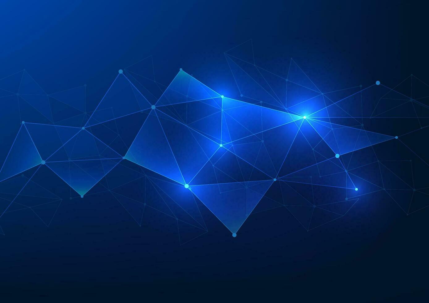 Abstract background technology connected geometric line elements It represents high-tech digital data transmission. triangular shape, Blue background, vector illustration