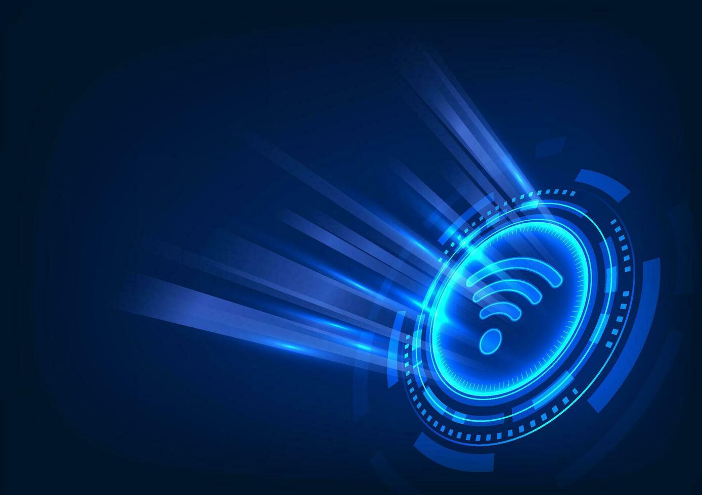 Wifi technology background inside high tech digital circle Wi-Fi concept using waves to transmit data to devices to provide internet access, brochures, flyers, magazines, Vector illustration