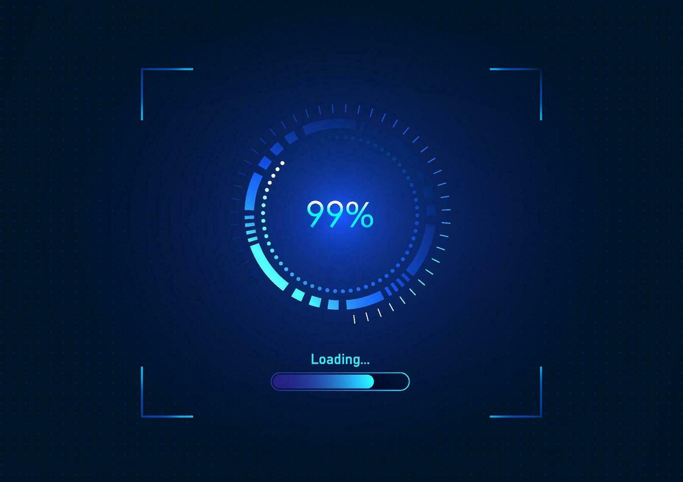 Technology background, Hi tech digital data loading screen via network Show data percentage status high tech technology circle, Blue background, vector illustration