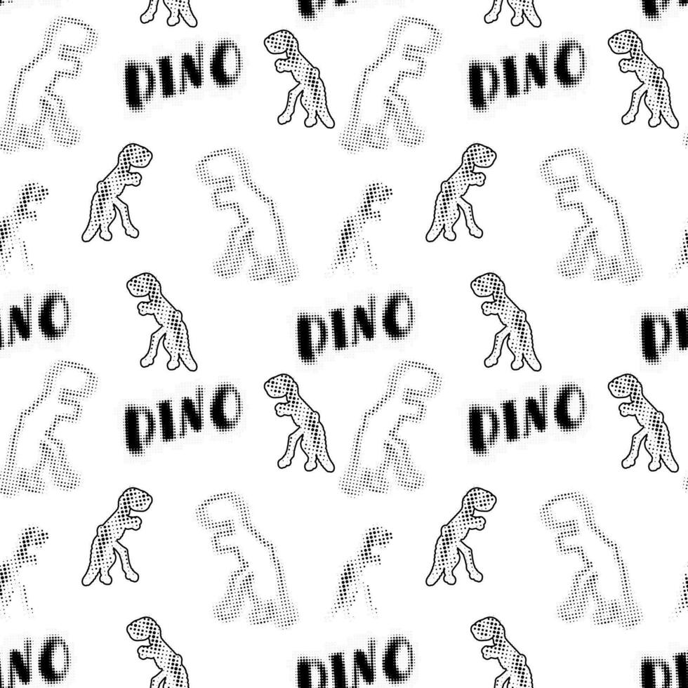 Dinosaur halftone creative flat seamless pattern. Wallpaper, textile, wrapping paper design vector