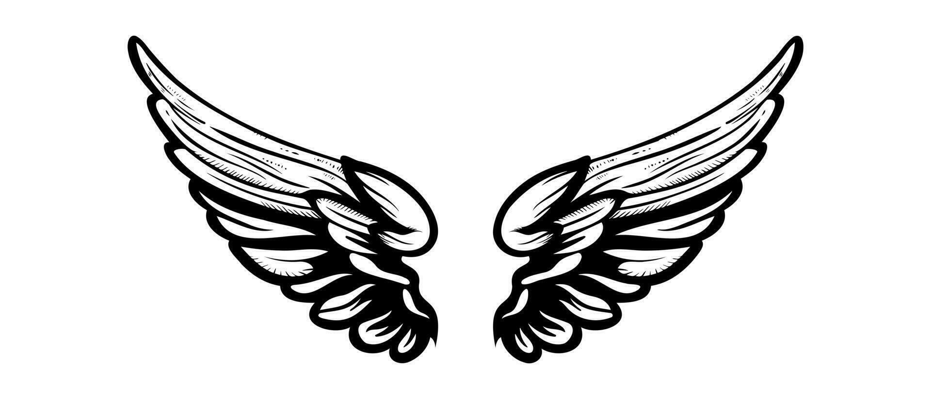 Sketch angel wings. Angel feather wing. Vector illustration. 36461591