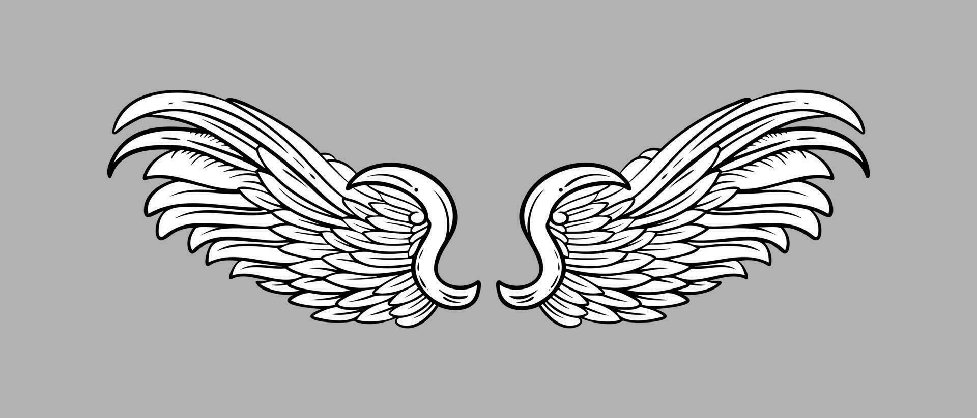 Sketch angel wings. Angel feather wing. Vector illustration. 36461593
