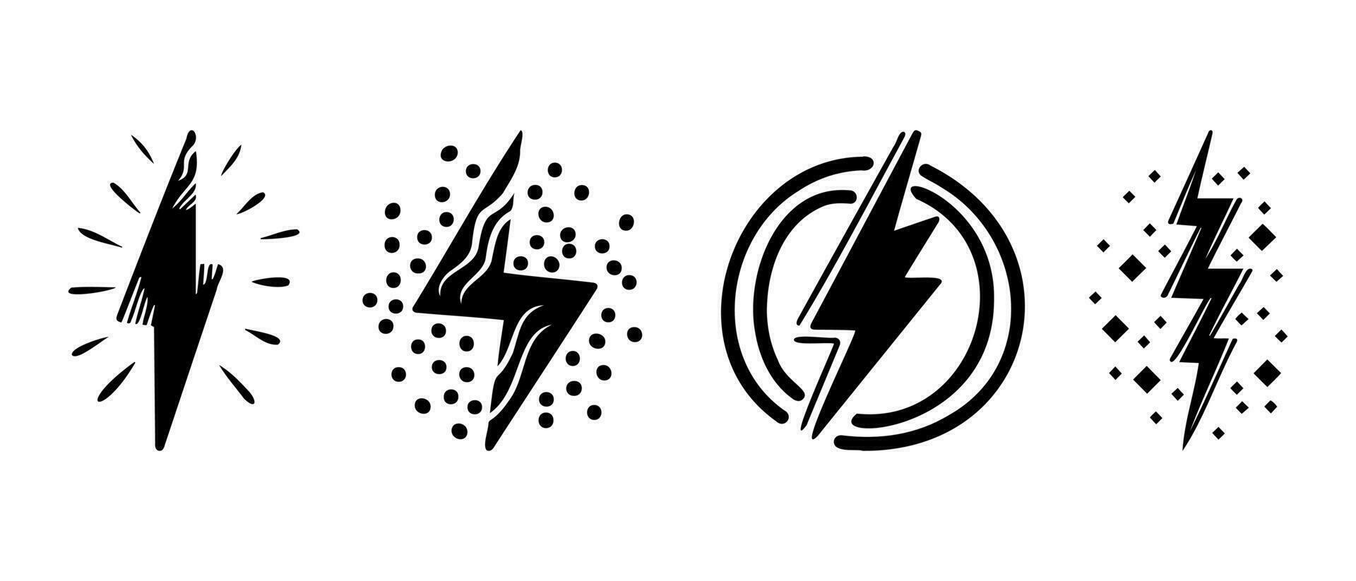 Hand drawn vector doodle electric lightning symbol sketch. thunder, vector illustration