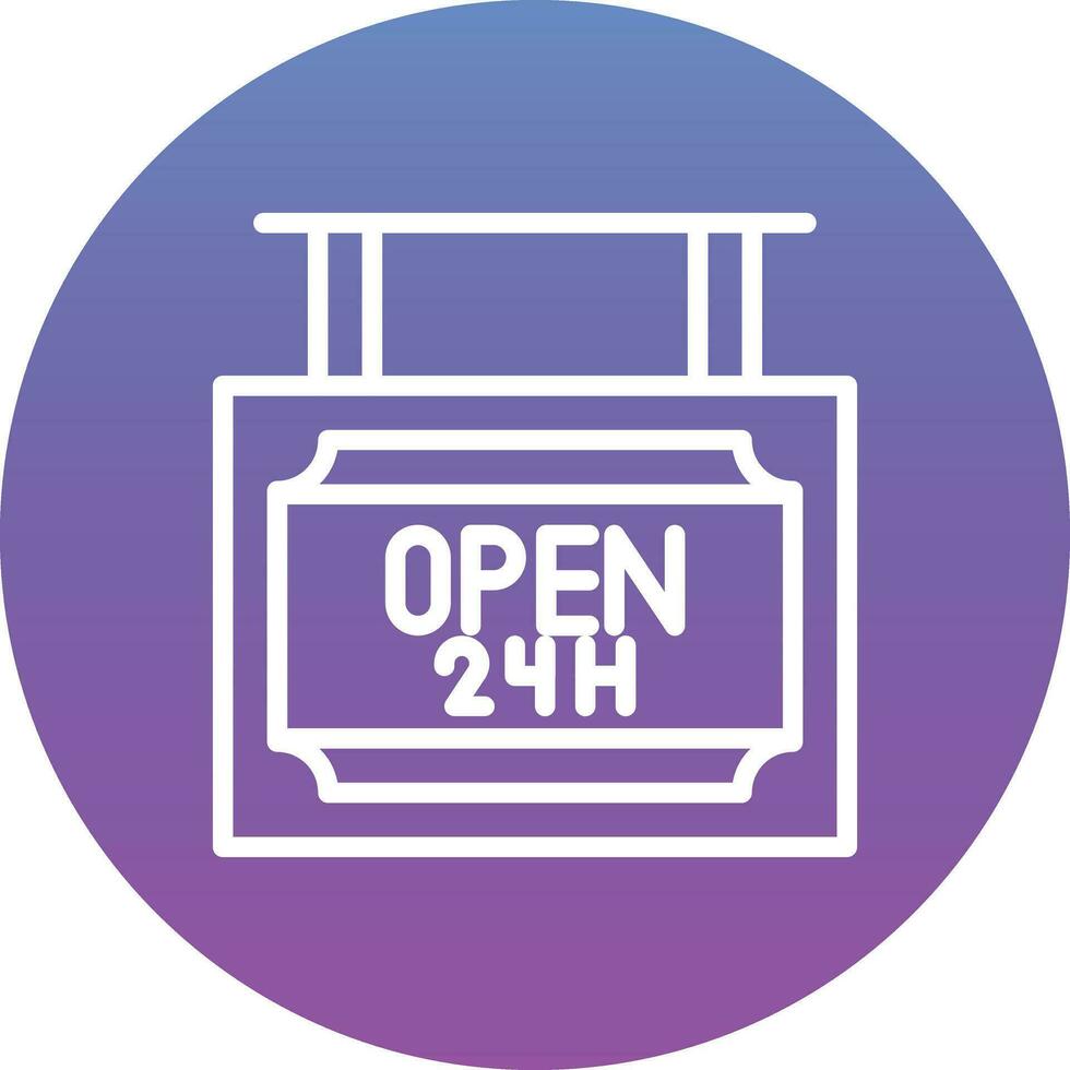 24 Hrs Open Vector Icon