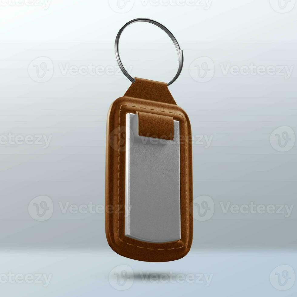 Leather Keychain 3D Render photo