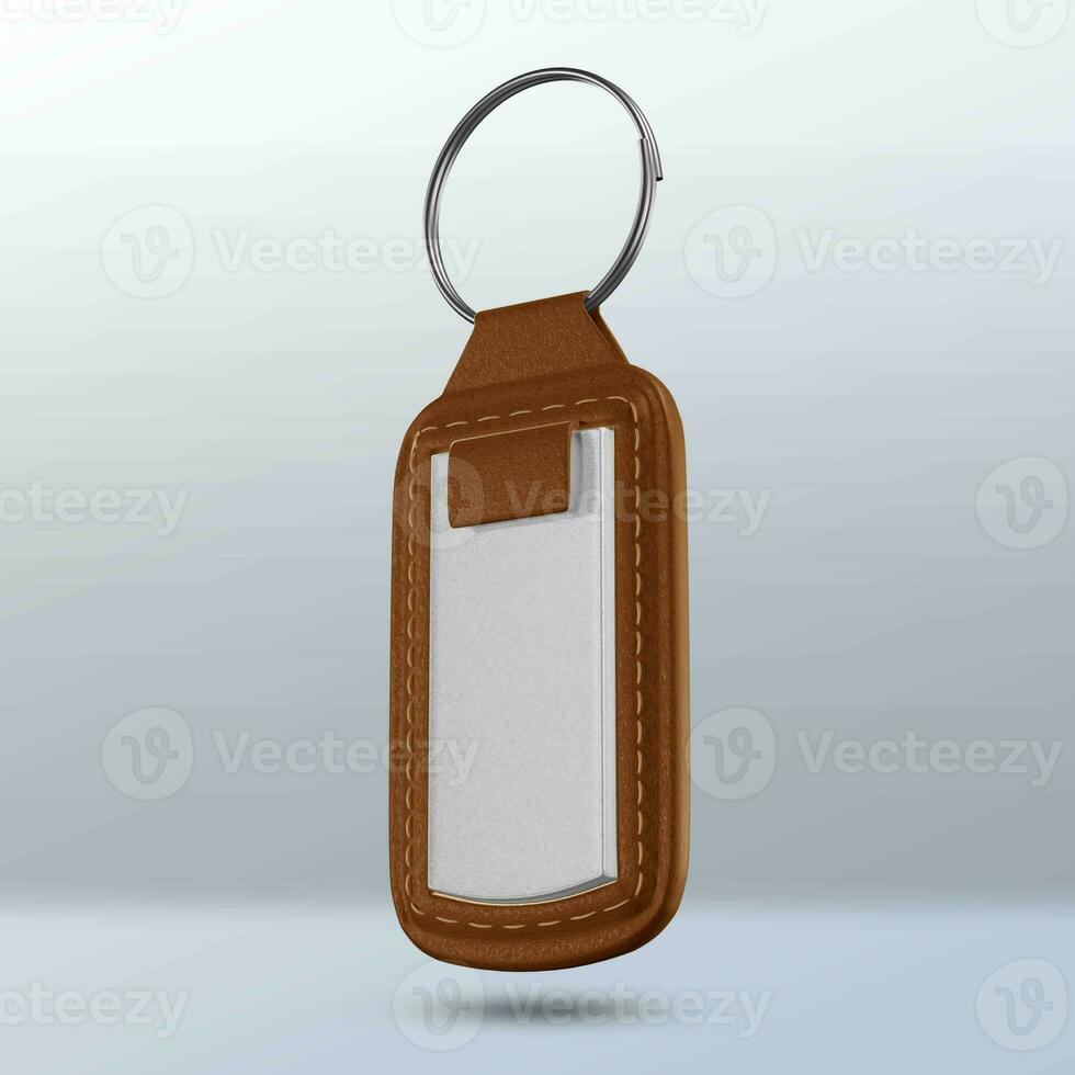 Leather Keychain 3D Render photo