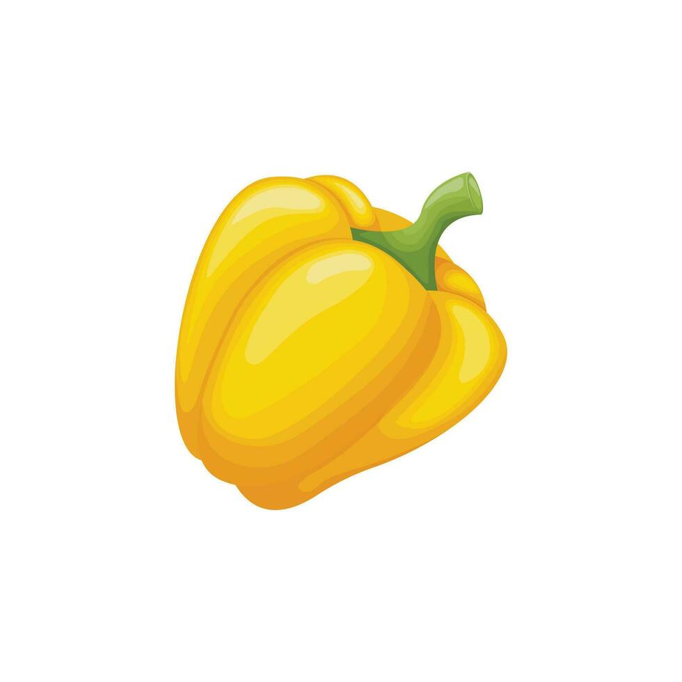 Pepper. Yellow ripe bell pepper in cartoon style. Paprika. Fresh vegetable. Vector illustration isolated on a white background