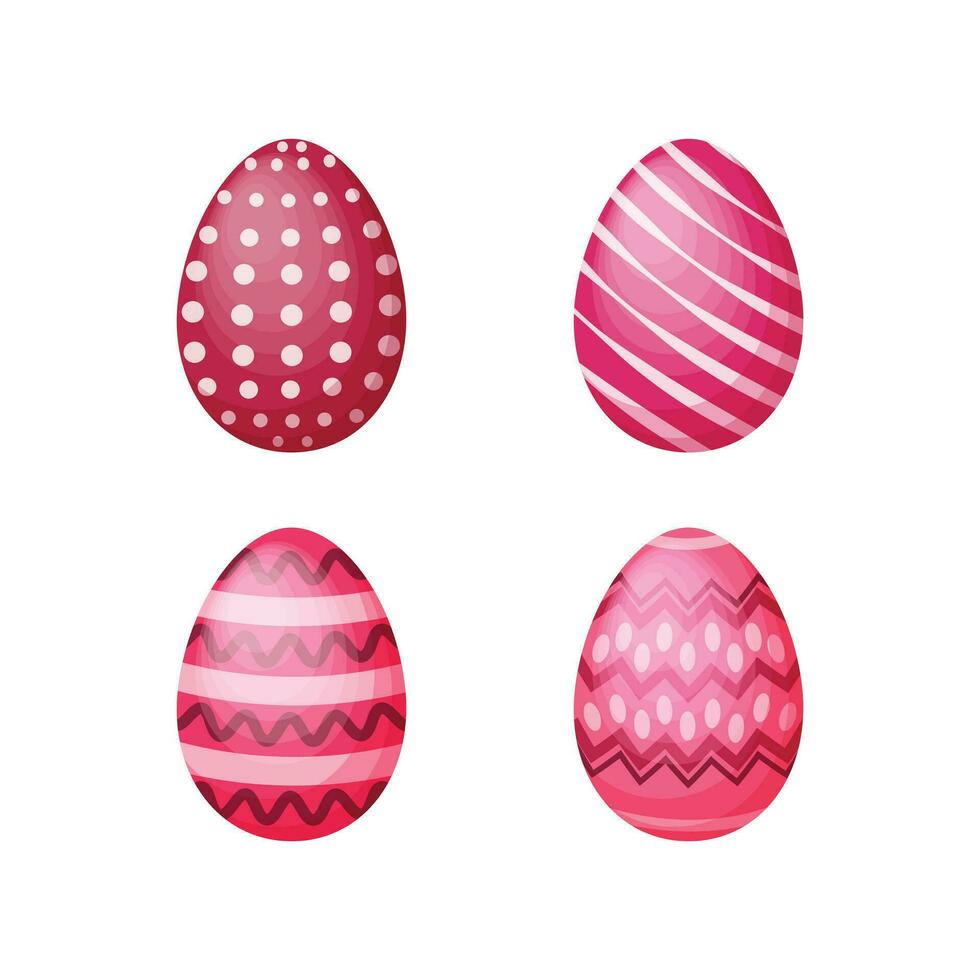 Pascua de Resurrección huevos con vistoso adornos un conjunto de rojo Pascua de Resurrección huevos. colección de Pascua de Resurrección huevos. vector ilustración