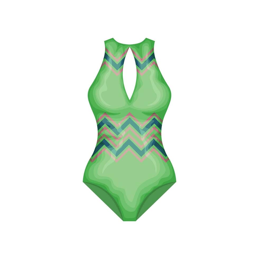 traje de baño. mujer s cerrado traje de baño en verde. mujer s playa accesorio. baños ropa. vector ilustración aislado en un blanco antecedentes