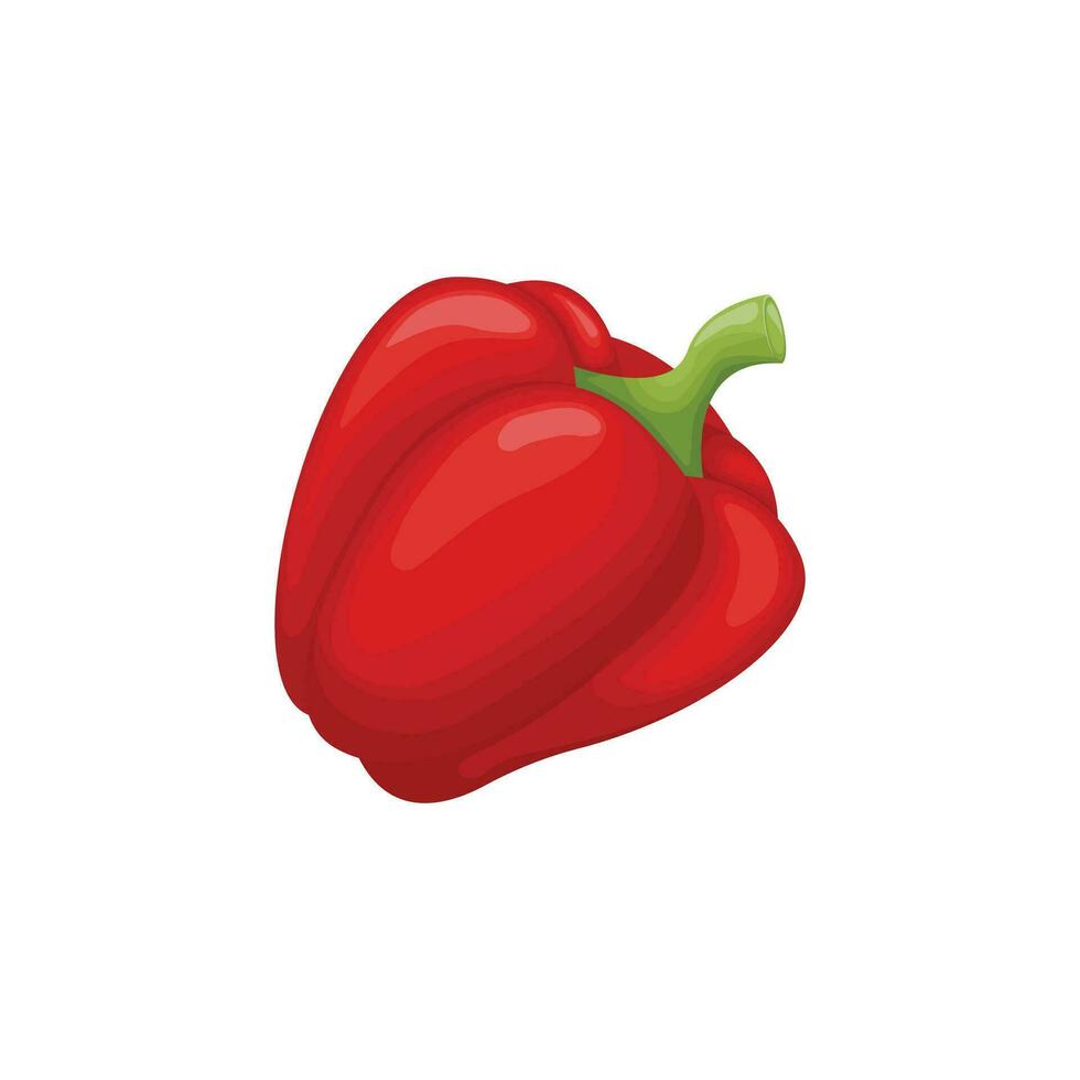 Pepper. Red ripe bell pepper in cartoon style. Paprika. Fresh vegetable. Vector illustration isolated on a white background