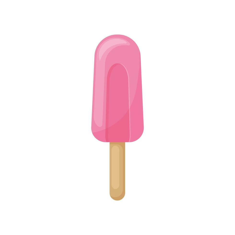 hielo crema. paleta de hielo en un palo. rosado paleta de hielo en dibujos animados estilo. congelado postre. vector ilustración aislado en un blanco antecedentes