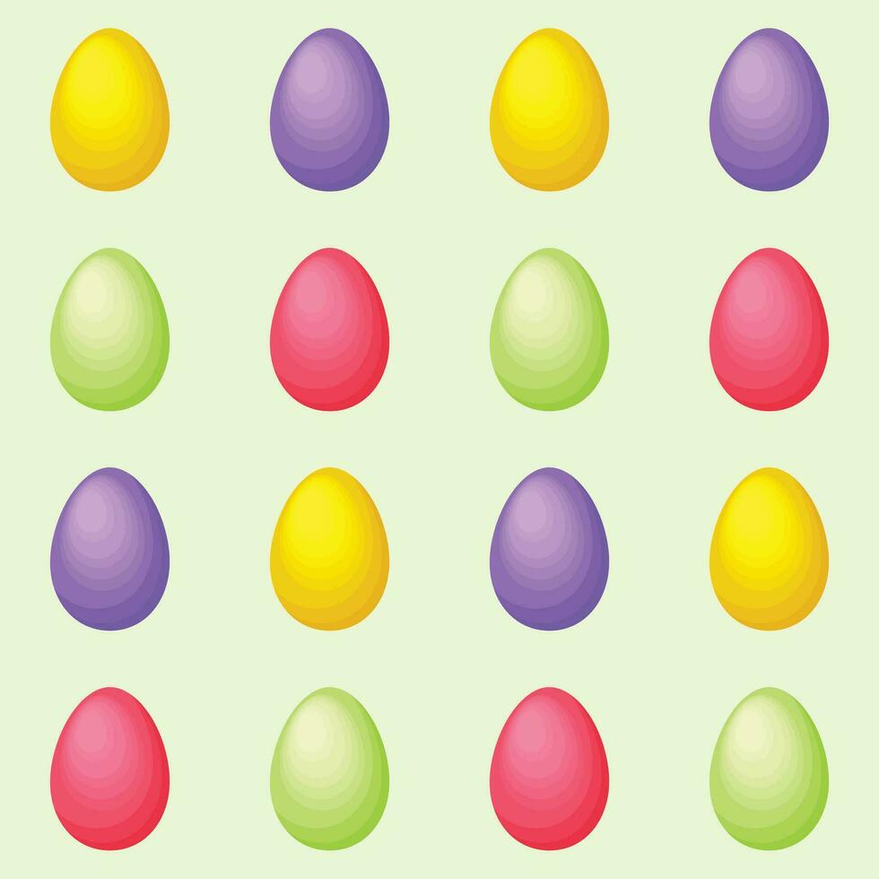 Seamless pattern. Pattern with Easter eggs. Easter eggs of different colors on a green background. Easter pattern for the print. Vector