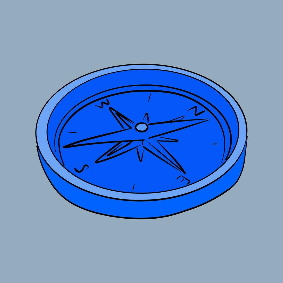 Vector isolated illustration of a compass. Local orientation. Equipment for hiking. Travel symbol.