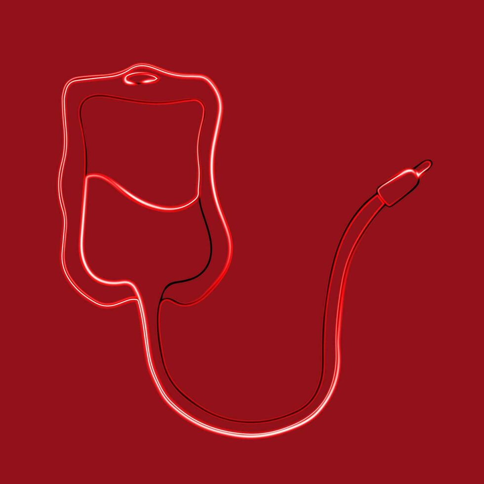 Vector isolated illustration of blood donation. The container is filled with blood. World Donor Day. Blood Transfusion.