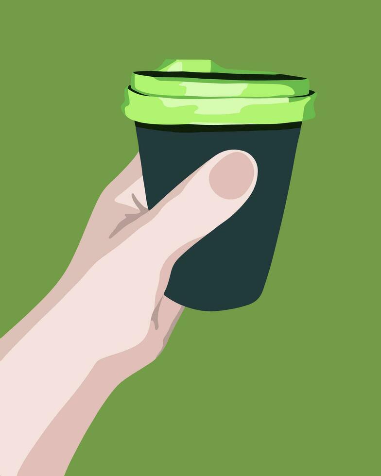 vector aislado ilustración de taza con café en mano.