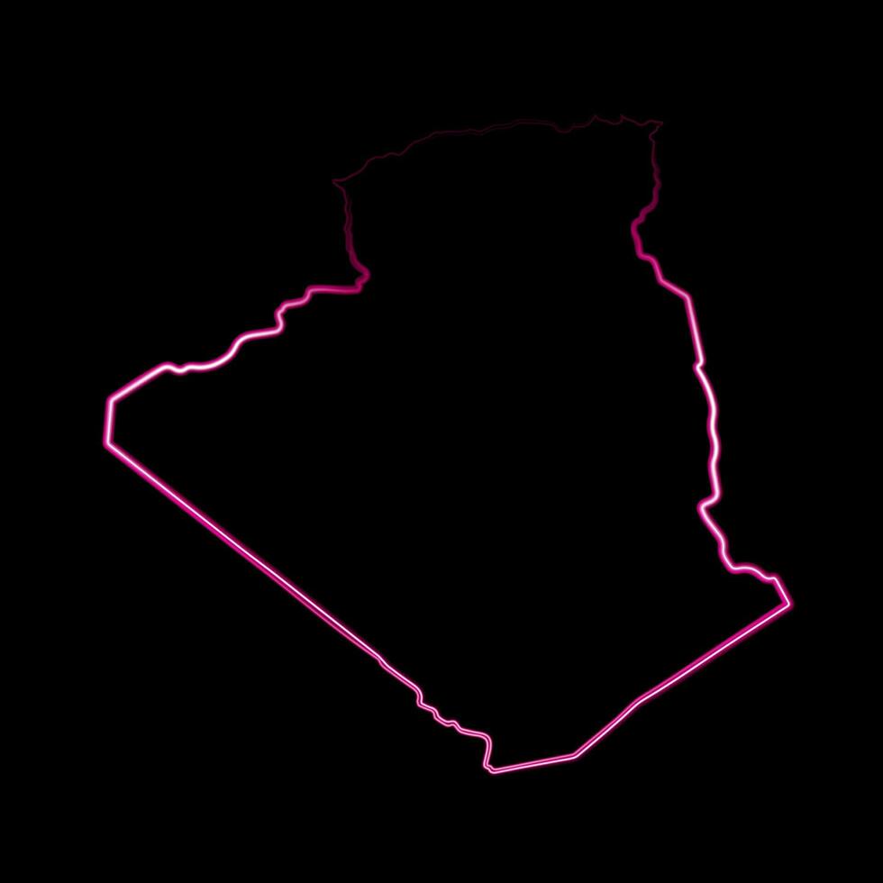 Vector isolated illustration of Algeria map with neon effect.