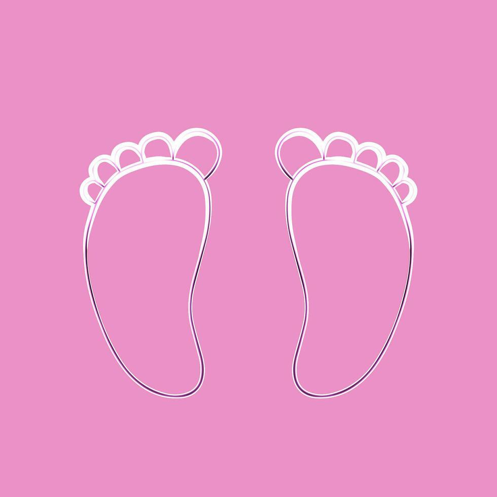 Vector isolated illustration of baby feet with neon effect.