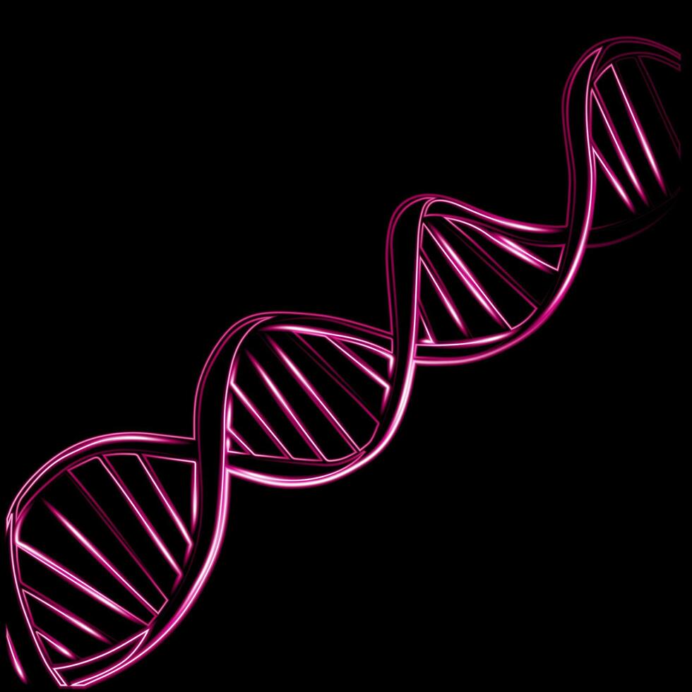 Vector isolated illustration of cells DNA with neon effect.