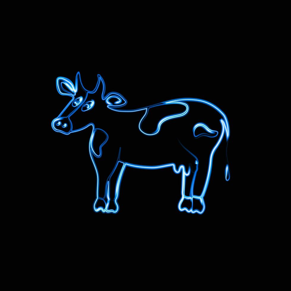 Vector illustration of a cow with neon effect.