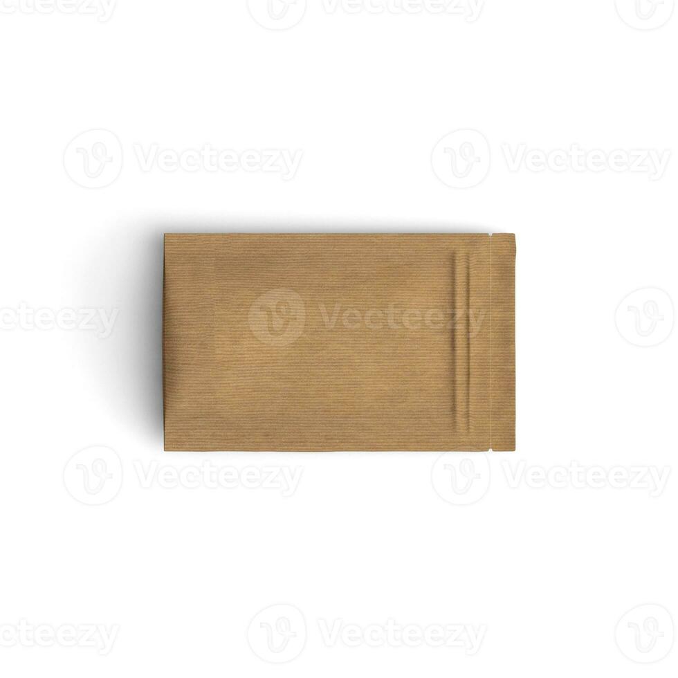 Rustic Kraft Paper Chic mock up Sachet Blank sachets set. White and black food or cosmetics product packaging photo