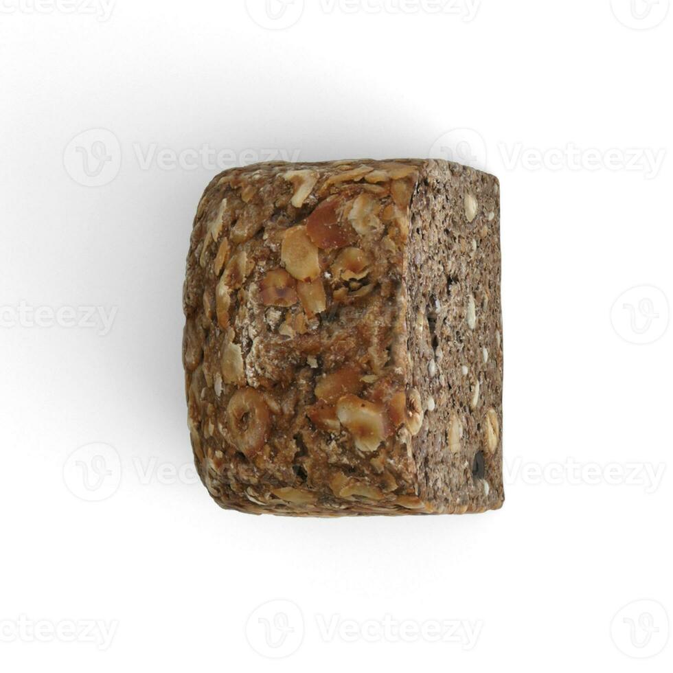 Hazelnut bread Perspective isolated on white background photo