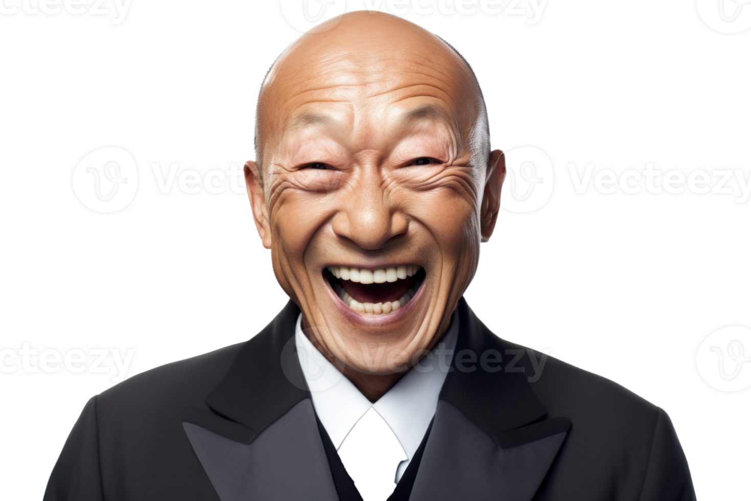 AI generated Joyful Senior Asian Man in Business Style png