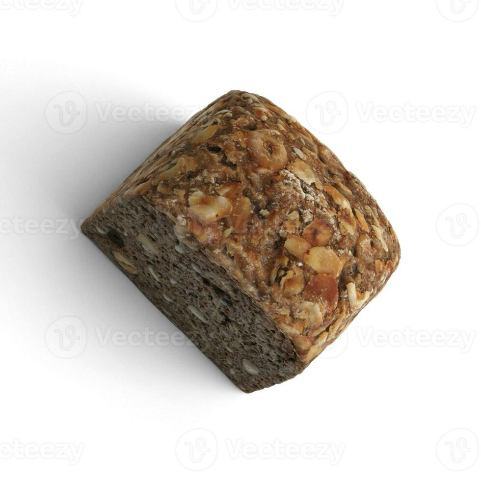 Hazelnut bread Perspective isolated on white background photo