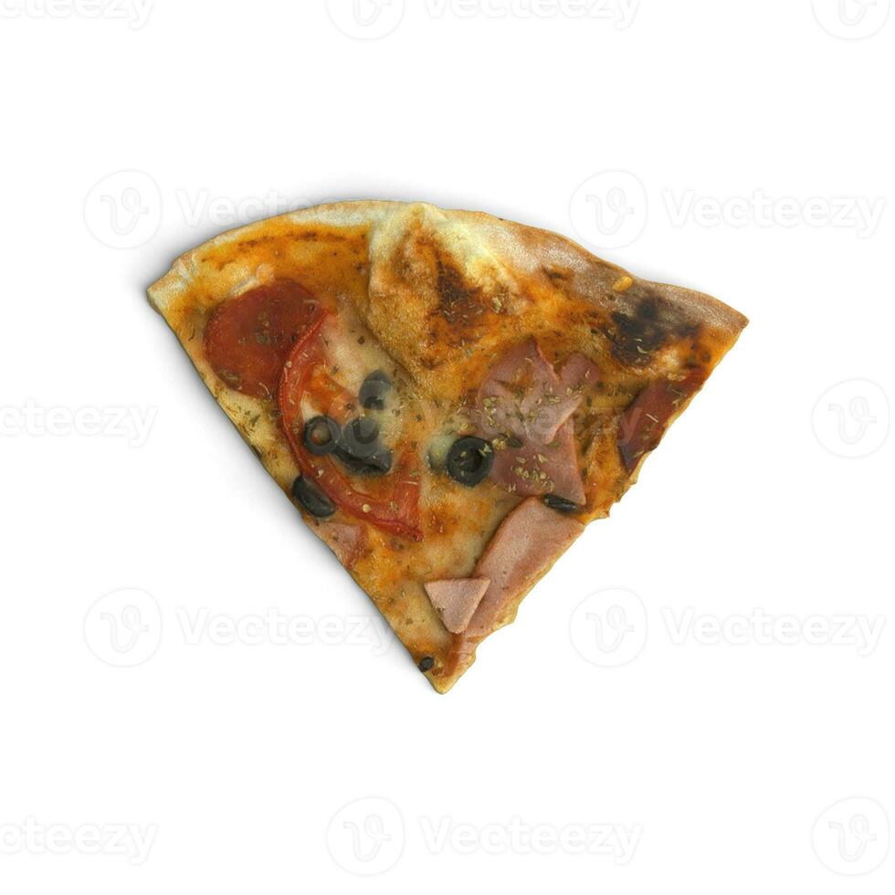 Pizza sliced isolated on white background transparent photo vagetables on top