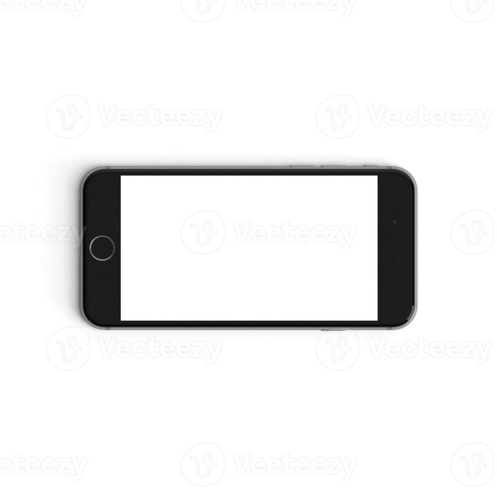 móvil vacío monitor con blanco pantalla aislado en blanco antecedentes para anuncios frente - horizontal foto