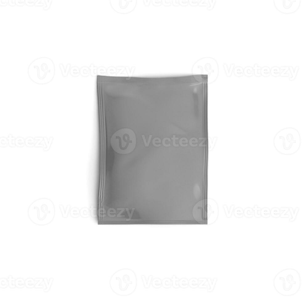 Clear Plastic Sophistication mock up Sachet Blank sachets set. White and black food or cosmetics product photo