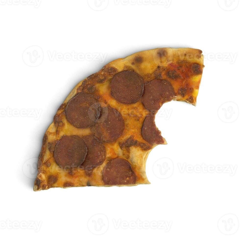 Left of Pizza isolated on white background fried chicken on top photo