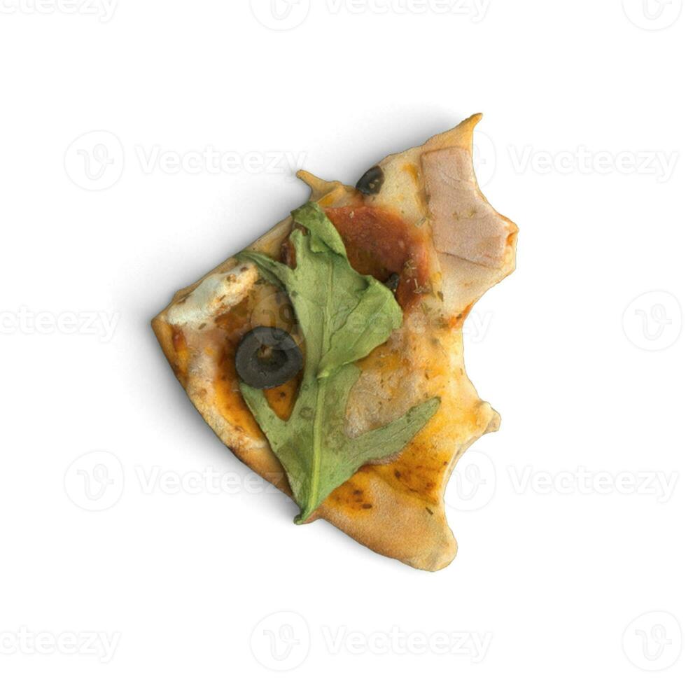 Left of Pizza isolated on white background vagetables photo