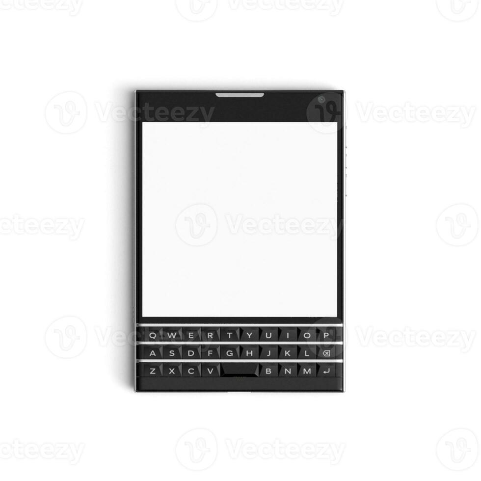 Black phone with large keyboard button isolated on white background photo