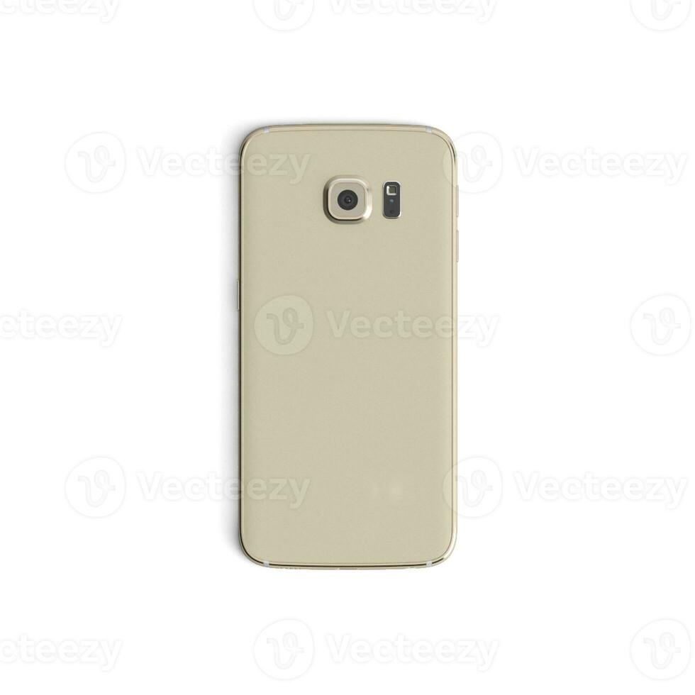 Mobile phone  Back - Vertical - Gold isolated on white photo