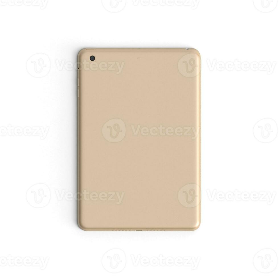 Tablet empty display with blank screen isolated on white background for ads Space Gray - Front - Vertical-  Gold - Back - Vertical photo