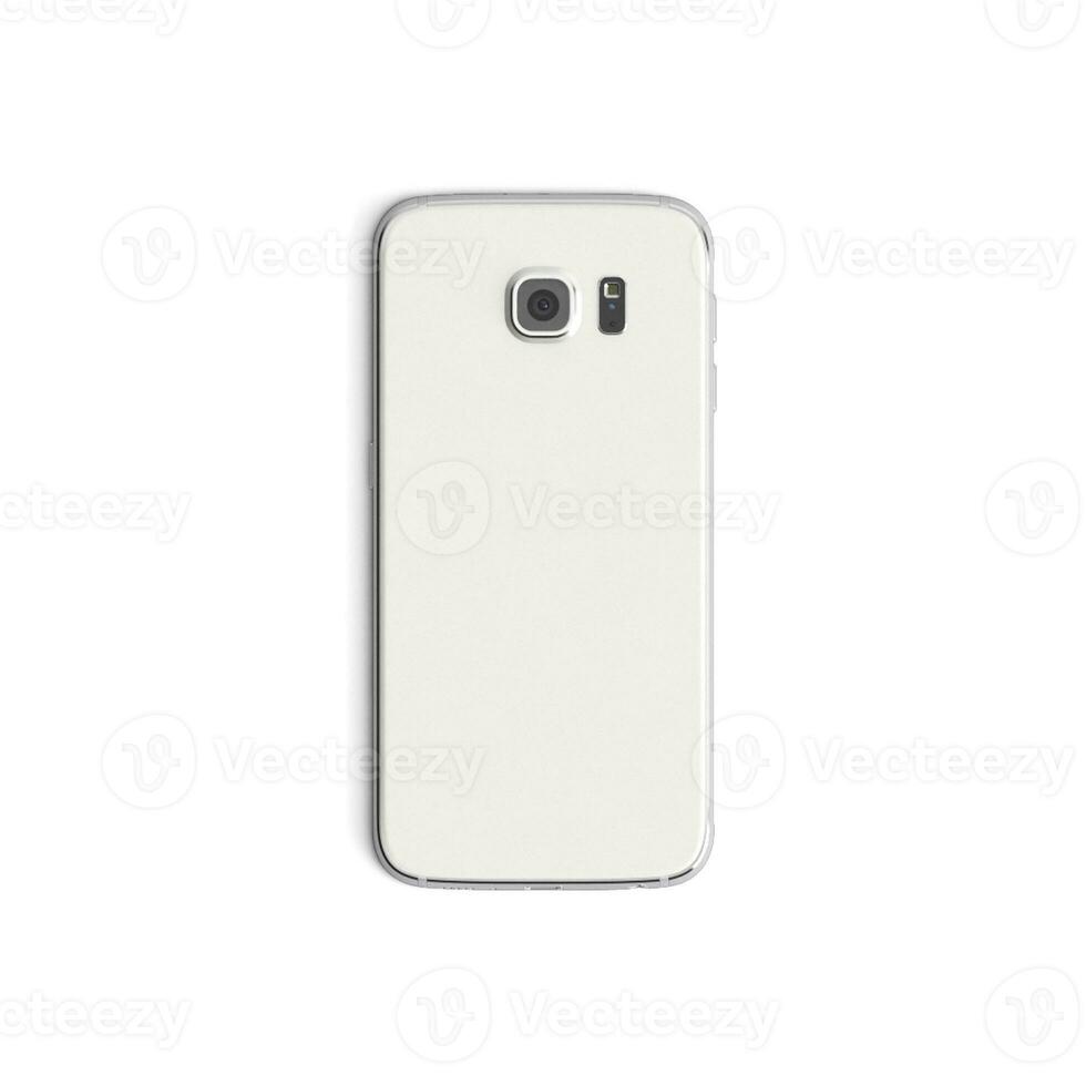 Mobile phone empty display with blank screen isolated on white background for ads Back - Vertical - White copy photo