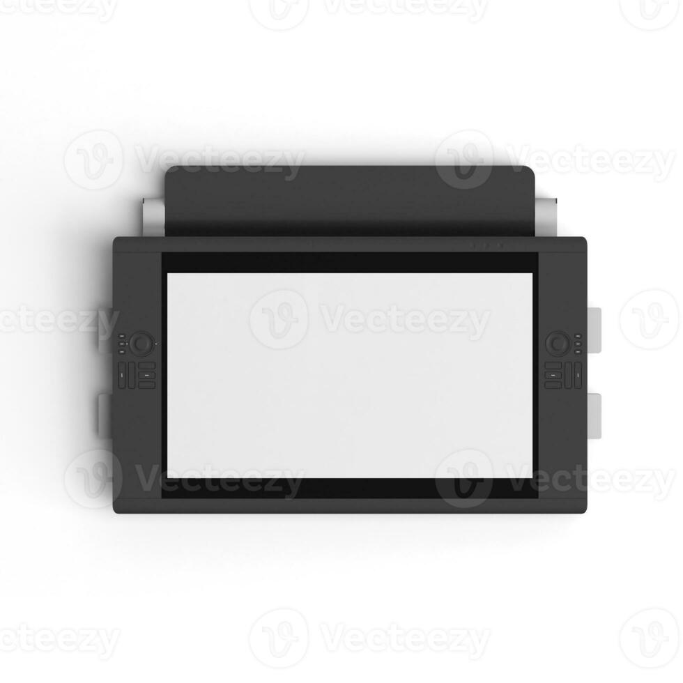 Touch empty display with blank screen isolated on white background for ads Axonometric photo