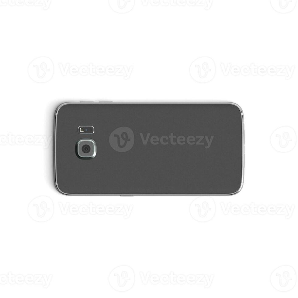 Mobile phone empty display with blank screen isolated on white background for ads Back Horizontal Blue photo