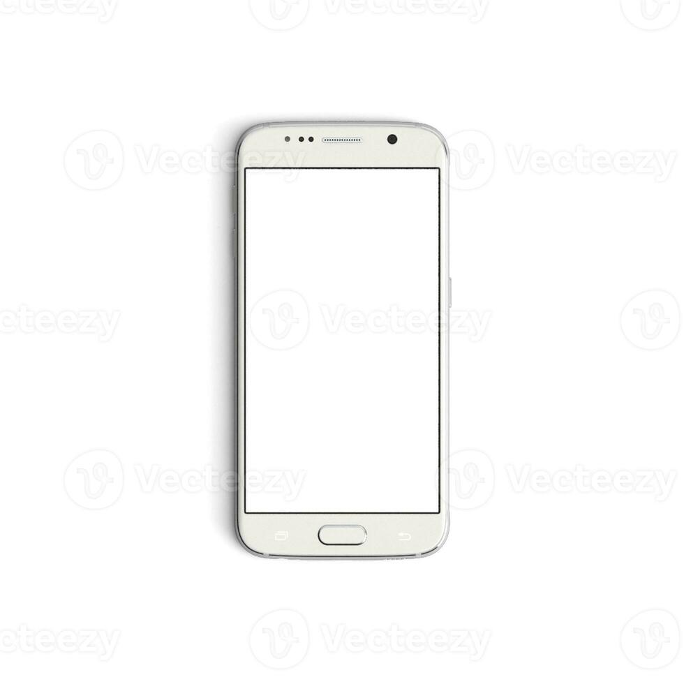 Mobile phone empty display with blank screen isolated on white background Front - Vertical - White copy photo