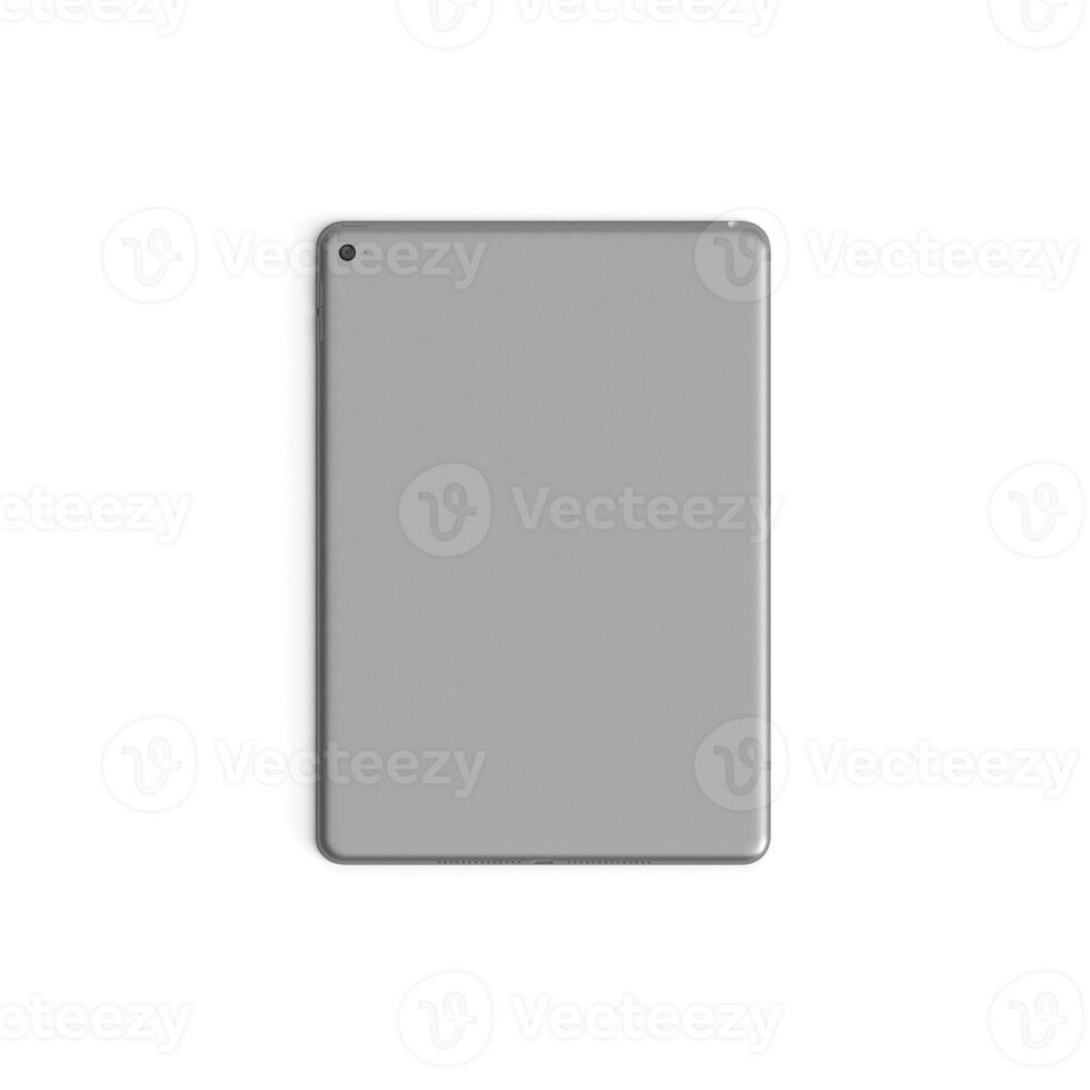 Tablet empty display with blank screen isolated on background for ads silver front Space Gray - Back - Vertical photo