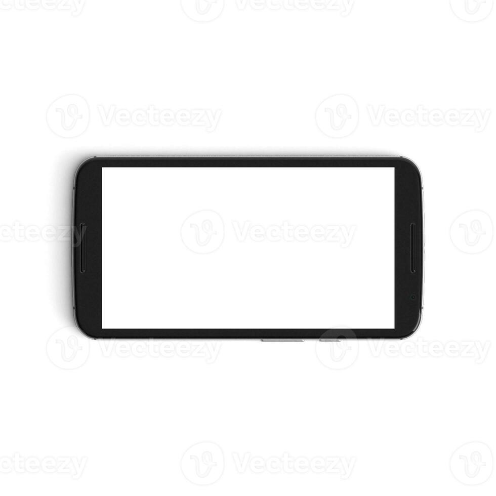 Mobile empty back side display with blank screen isolated on background for ads black Horizontal photo