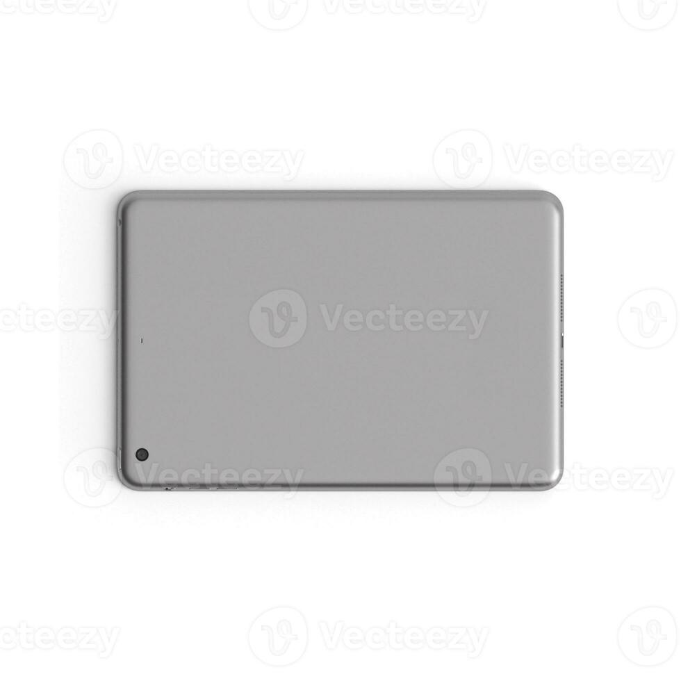 Tablet empty display with blank screen isolated on white background for ads Silver - Front - Vertic Space Gray - Back - Horizontal photo