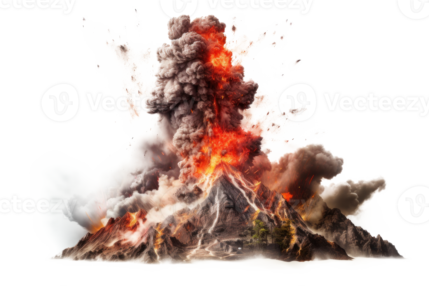 ai generato vulcanico eruzione in mostra natura S furia png