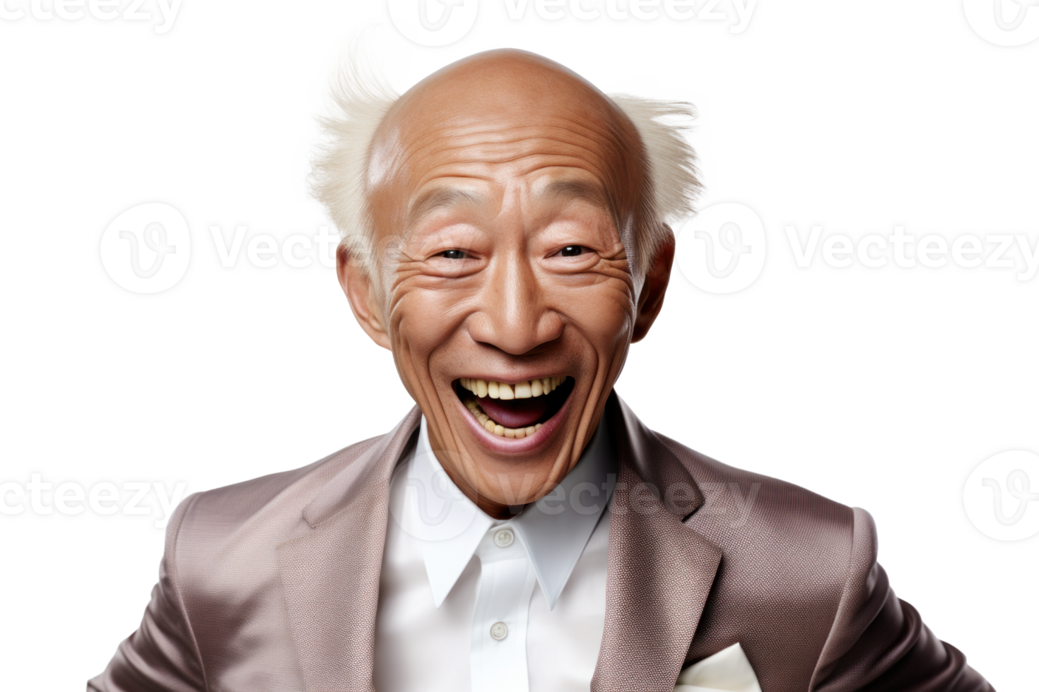 AI generated Cheerful Senior Asian Man in Business Attire png