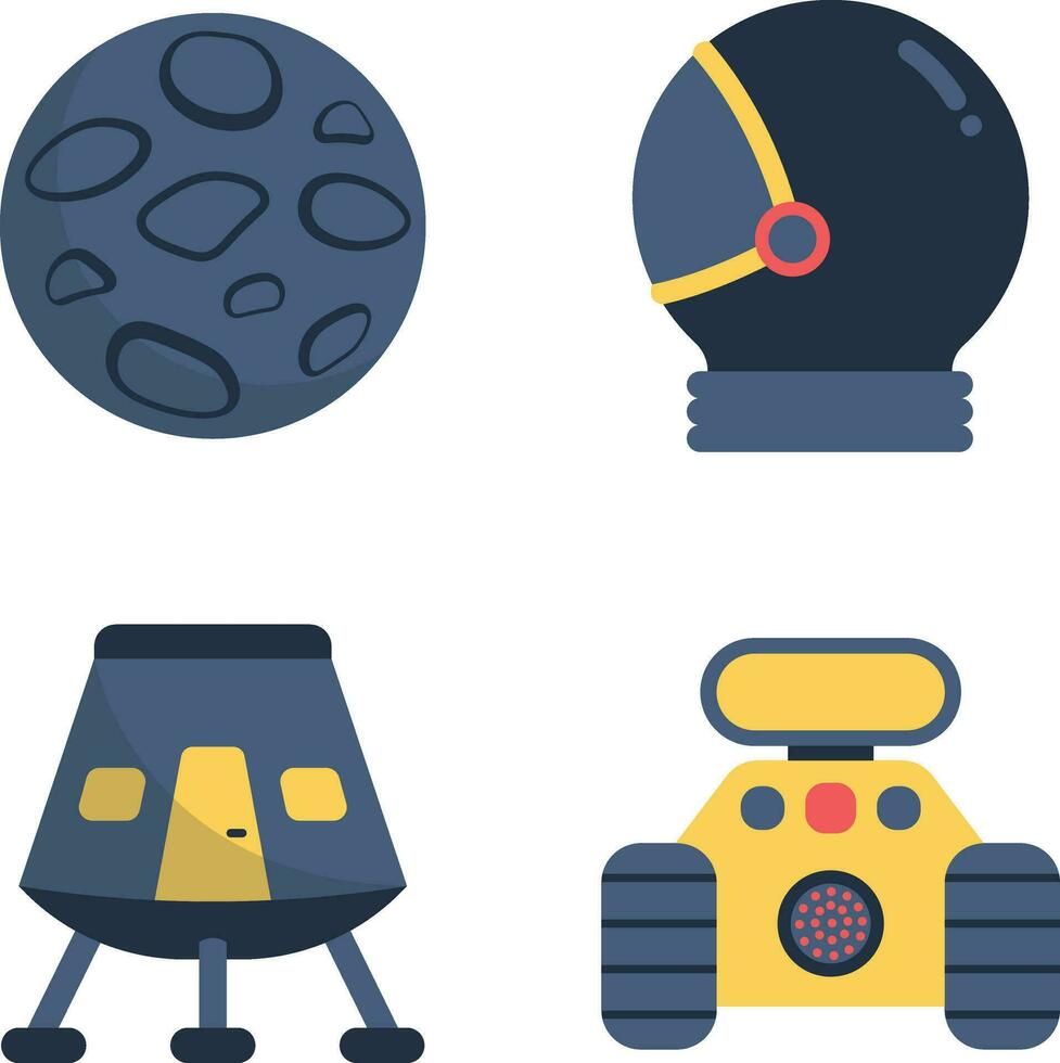 Outer Space Birthday Illustration. With Satelite, Planet, and Ufo. Isolated Vector Set.