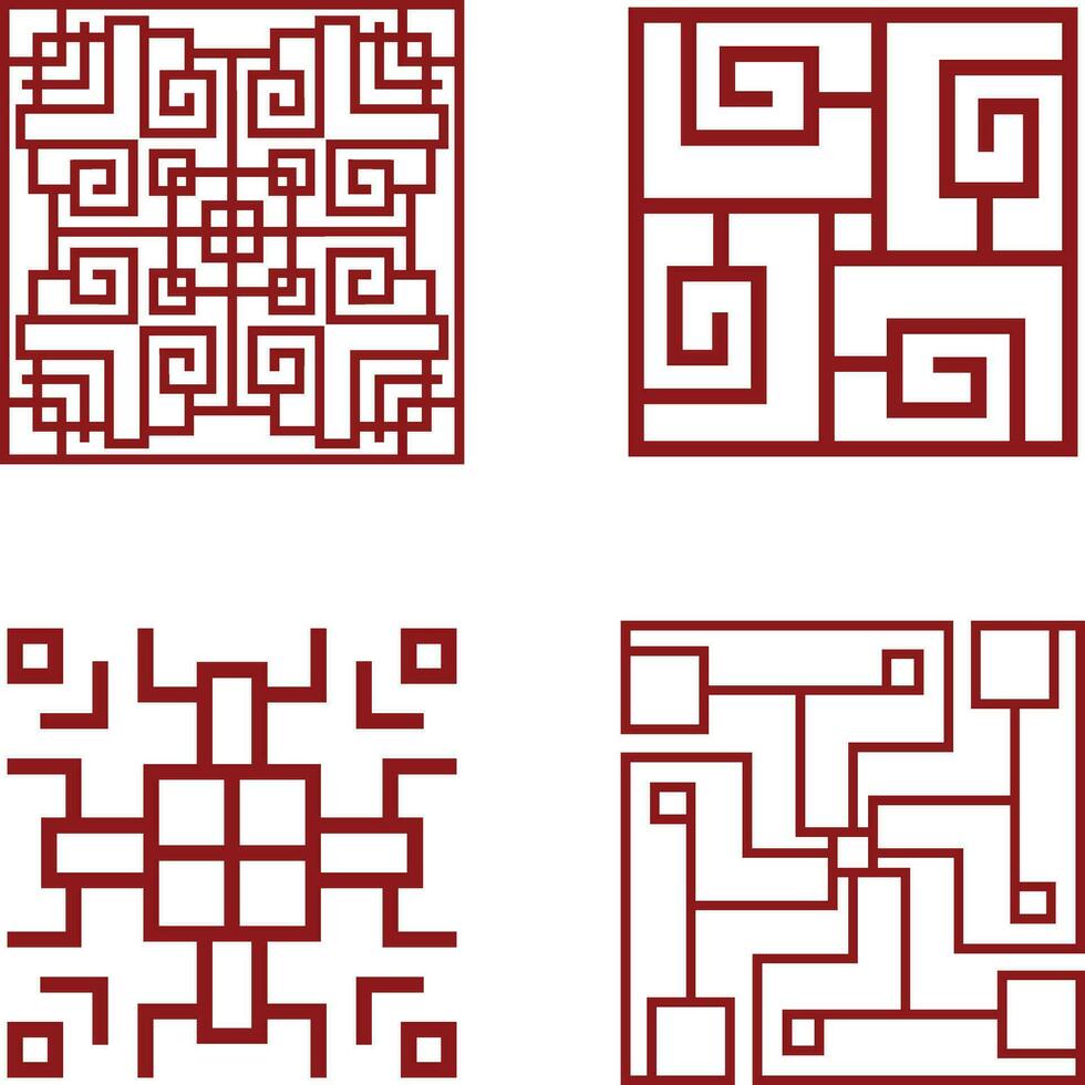 Traditional Chinese Pattern Icons. Vector Element Set